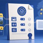 Ilustración de etiquetas para contenido generado por IA bajo el AI Act de la Unión Europea