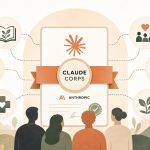 Ilustración de Claude Corps conectando a Anthropic con organizaciones sin fines de lucro