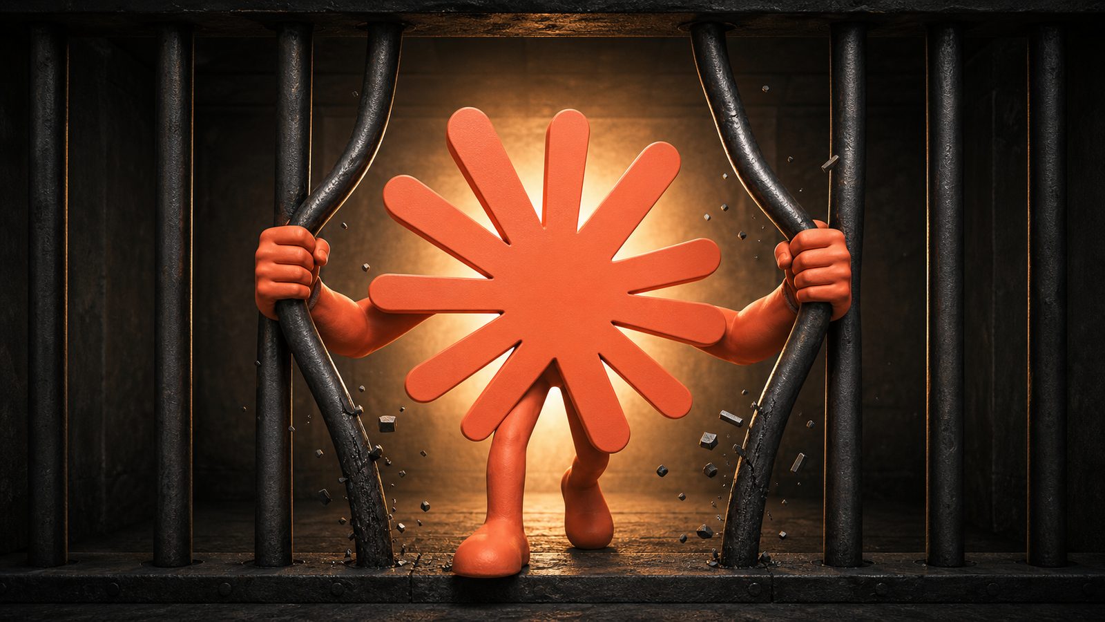 Logo de Claude Fable 5 abriendo los barrotes de una celda