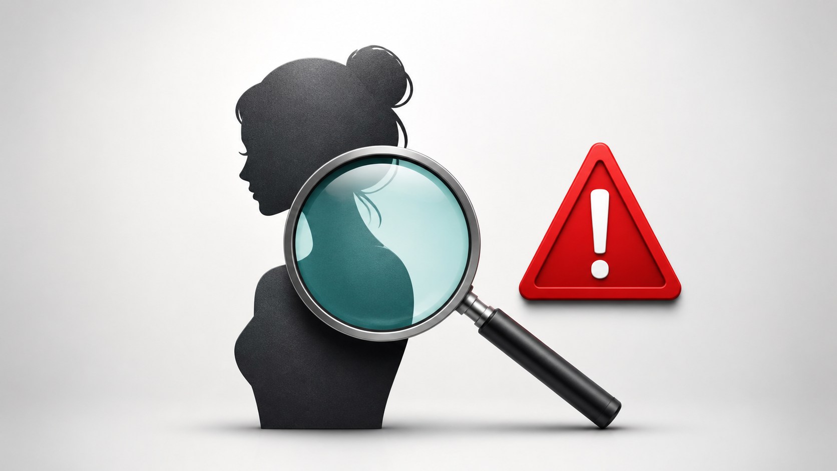 Silueta de mujer con lupa y alerta sobre deepfakes sexuales