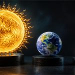 GPT-5.6 Sol, Terra y Luna representados por un sol dorado, la Tierra y una luna llena blanca