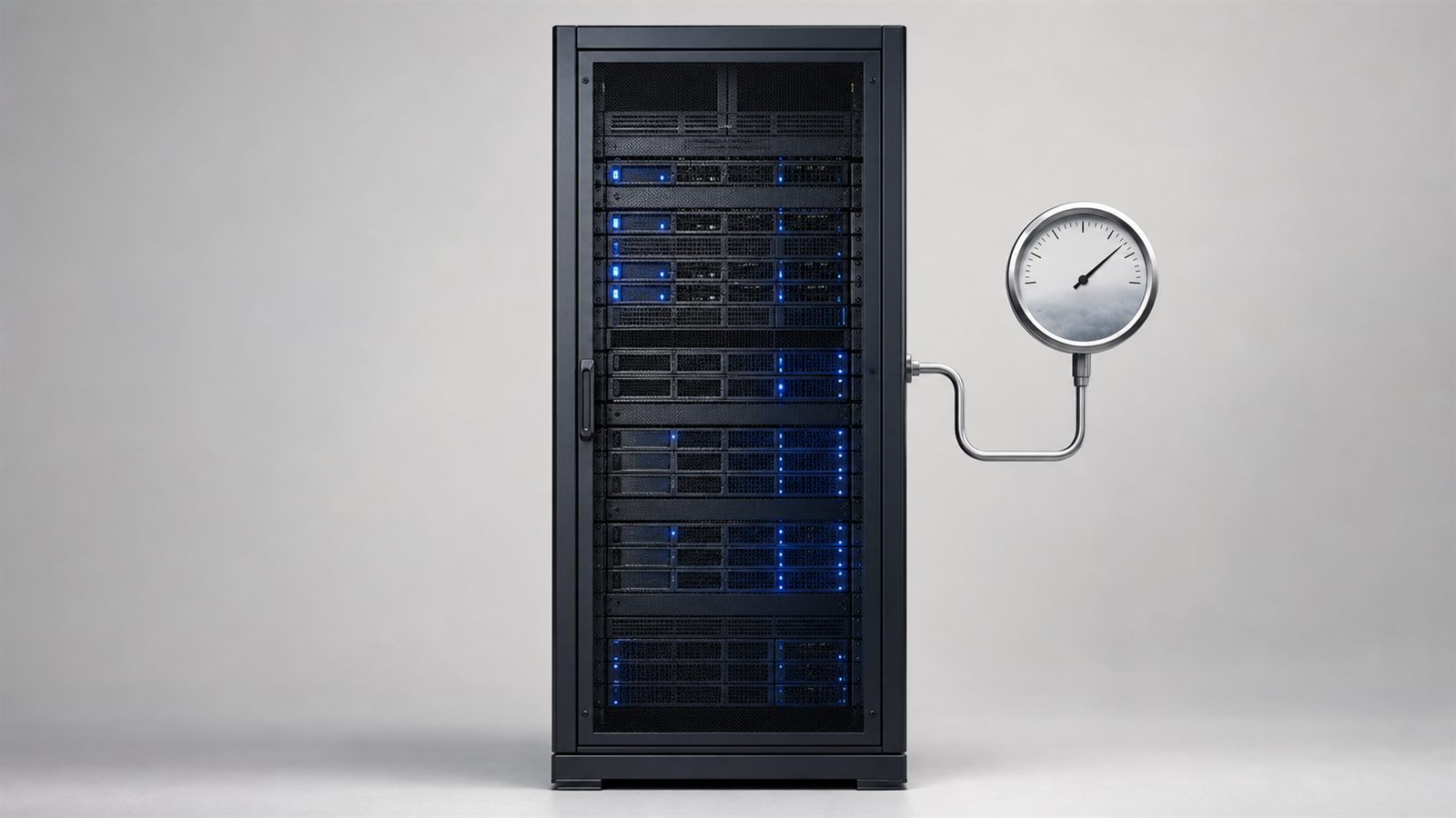 Servidor de Microsoft junto a un medidor de emisiones de infraestructura