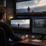 Editora revisa una escena de producción audiovisual asociada a Netflix y uso de IA generativa