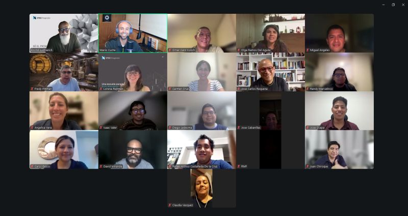 Mario Cuche y ejecutivos del programa IA for Leaders de UTEC Perú en una charla online