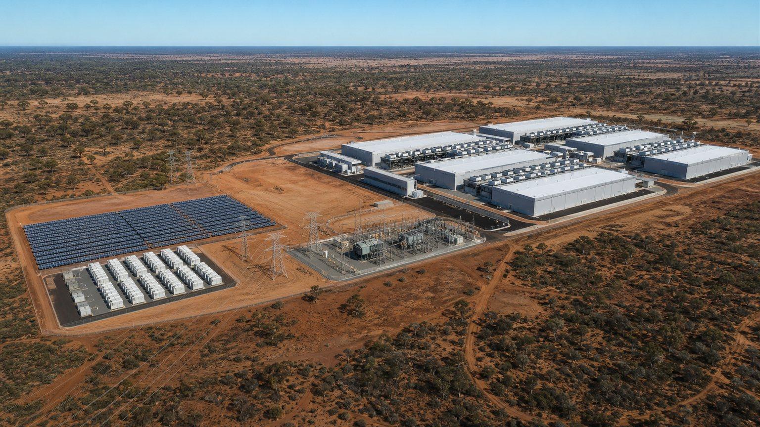 Instalaciones de centros de datos en Australia conectadas a energía solar y baterías para abastecer su consumo eléctrico