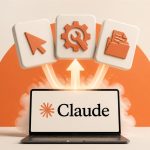 Notebook con el logo de Claude Platform y tres iconos de sus nuevas herramientas