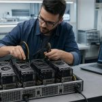 Especialista conecta cuatro módulos de GPU para ejecutar DeepSeek V4 Flash en un laboratorio