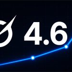 Logo de Grok con 4.6 sobre una gráfica ascendente de desempeño