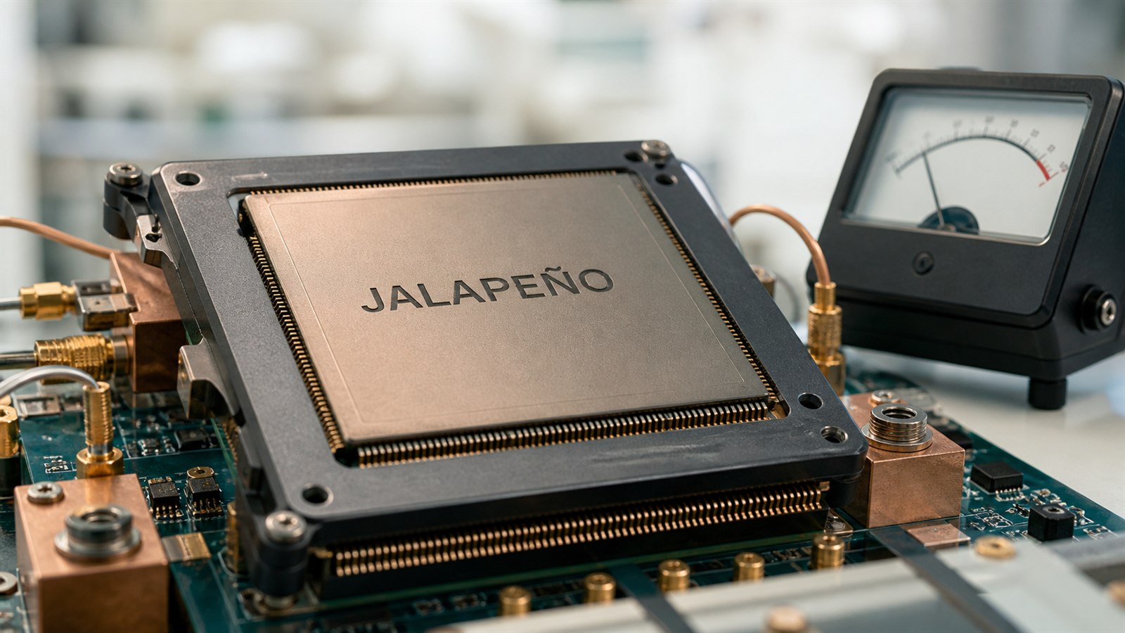 Chip Jalapeño de OpenAI en una placa de prueba de laboratorio