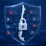 Mapa de Chile protegido por un escudo y candado bajo la Ley de Datos Personales