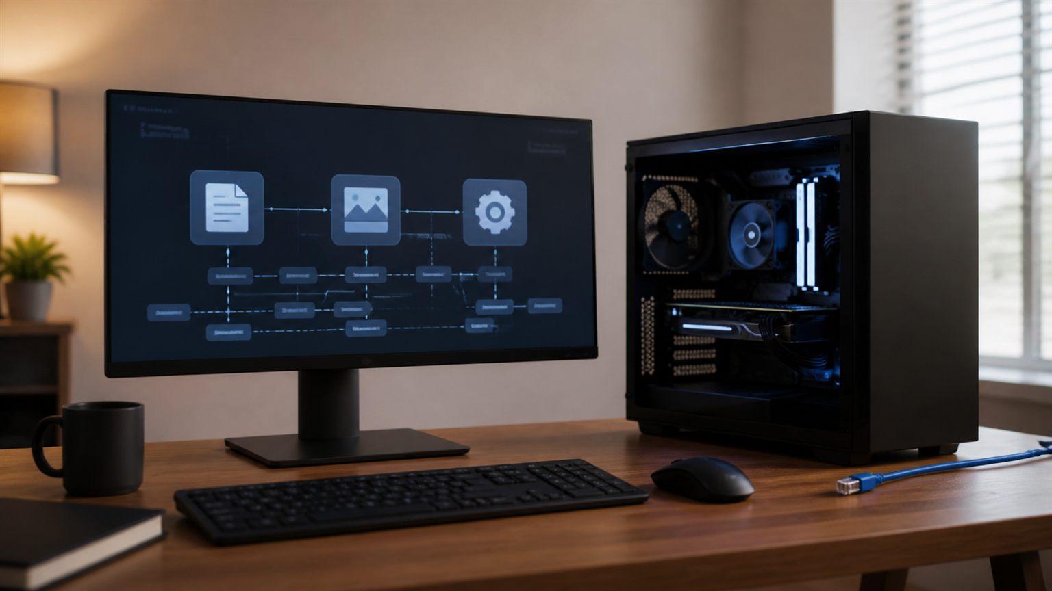 Pantalla de computador con Muse Glimmer ejecutando un agente local con texto e imágenes