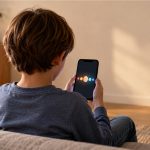 Niño conversa con un chatbot de IA mediante un teléfono