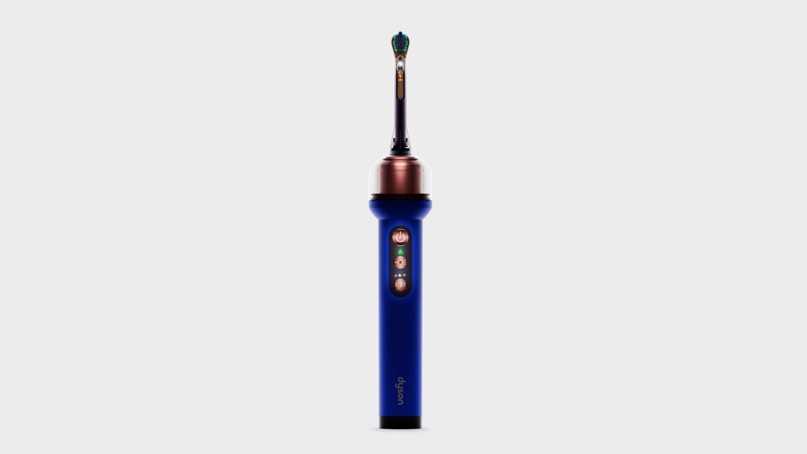 Dyson CameraJet azul sobre fondo gris en formato horizontal