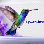 Composición gráfica de Qwen-Image-2.1 con un lienzo fotográfico y una zona transparente cuadriculada