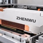 Primer plano del procesador Zhenwu V900 de Alibaba instalado en una bandeja de servidor