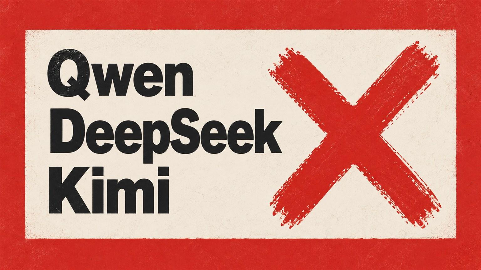 Nombres Qwen, DeepSeek y Kimi en una composición editorial sobre errores de agentes de IA