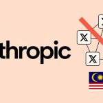 Nombre Anthropic junto a una red de cuentas falsas de X interrumpida y la bandera de Malasia