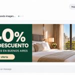 Interfaz de ChatGPT con la petición «Haz la imagen de un avión», el estado «Generando imagen...» y un anuncio de hoteles en Buenos Aires.
