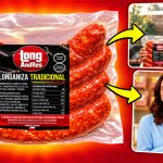 Foto de un paquete de longanizas y dos escenas con mujeres sosteniéndolo para crear comerciales automáticos con IA