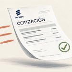 Cotización de Ericsson con sello de verificación y líneas de movimiento que expresan una emisión rápida