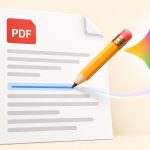 Documento PDF con un lápiz y el símbolo de Gemini
