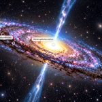Recreación editorial de Gemini con una galaxia y etiquetas seleccionables para explorar sus partes