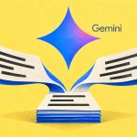 Ilustración de Gemini con dos tiras de instrucciones que se combinan bajo su estrella.
