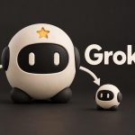 Nombre Grok Bot junto a un avatar central con una estrella conectado con dos avatares secundarios