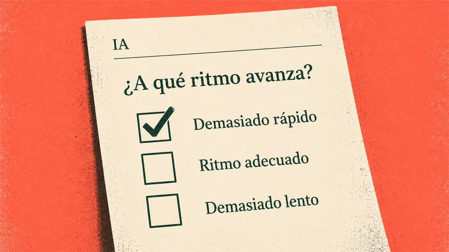 Papeleta de encuesta sobre el ritmo de la IA con la opción demasiado rápido marcada