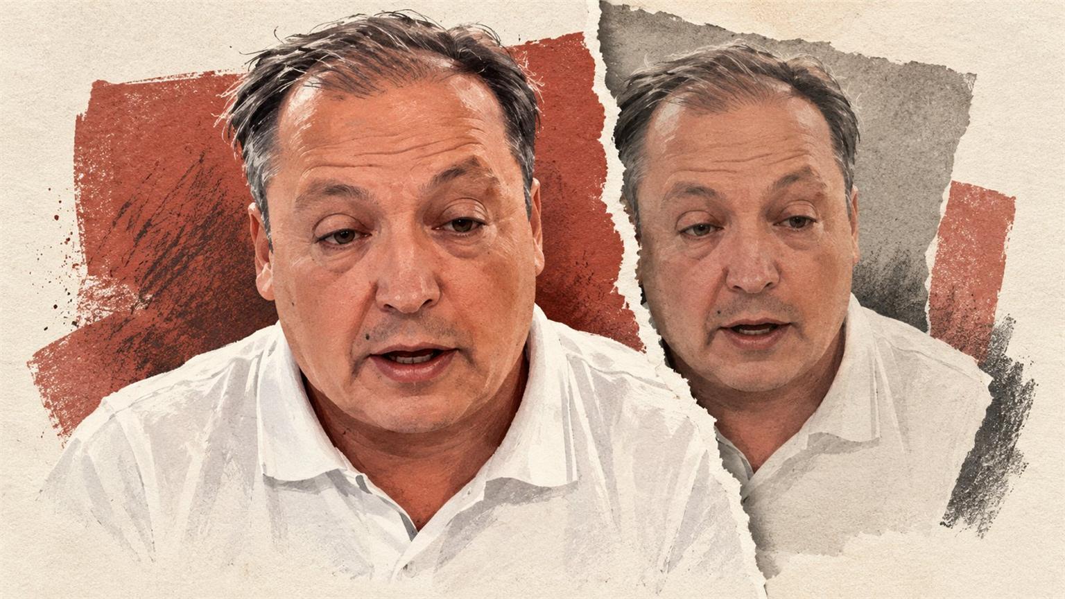 Retrato editorial duplicado de Marcelo Guital, con efecto de recorte sobre fondo claro