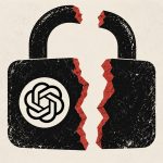 Candado partido en dos junto al emblema de OpenAI en una ilustración sobre controles de seguridad desactivados