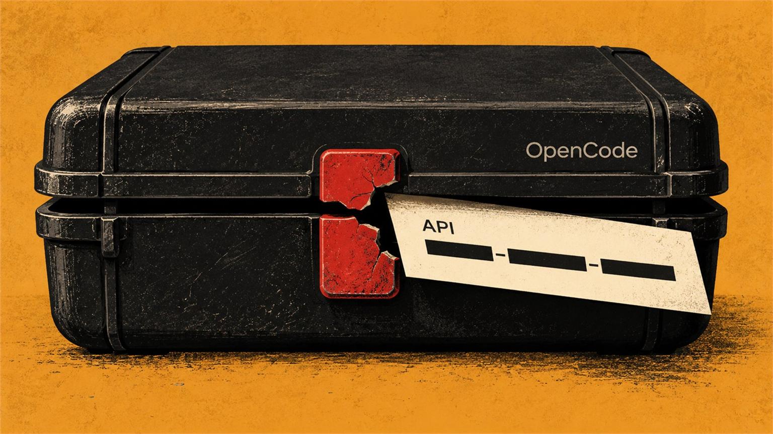 Credencial API parcialmente extraída de un contenedor digital identificado como OpenCode
