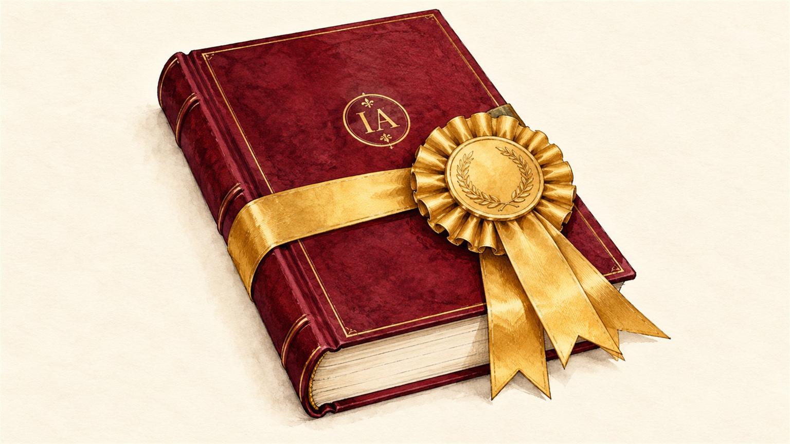 Libro con un sello de IA y una cinta de premio que representa el Premio Pascal