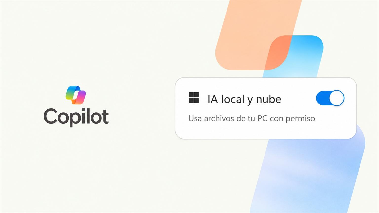 Copilot en Windows junto a un control de IA local y nube que permite usar archivos del computador